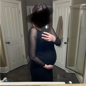 Boohoo maternity high neck mesh midaxi dress (size 8)